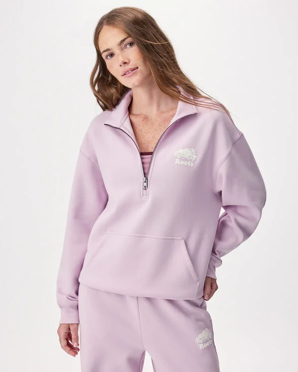 Organic Cooper Relaxed Quarter Zip in Lilac haze