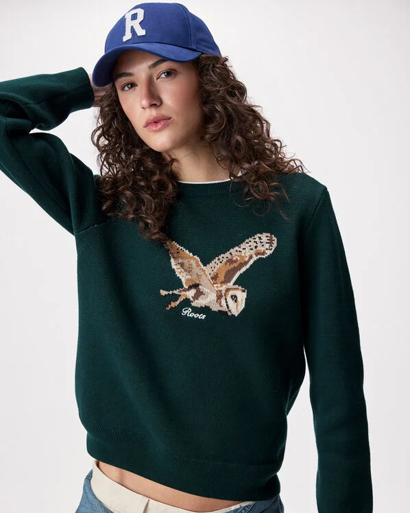 Animal Knit Crew in Varsity green