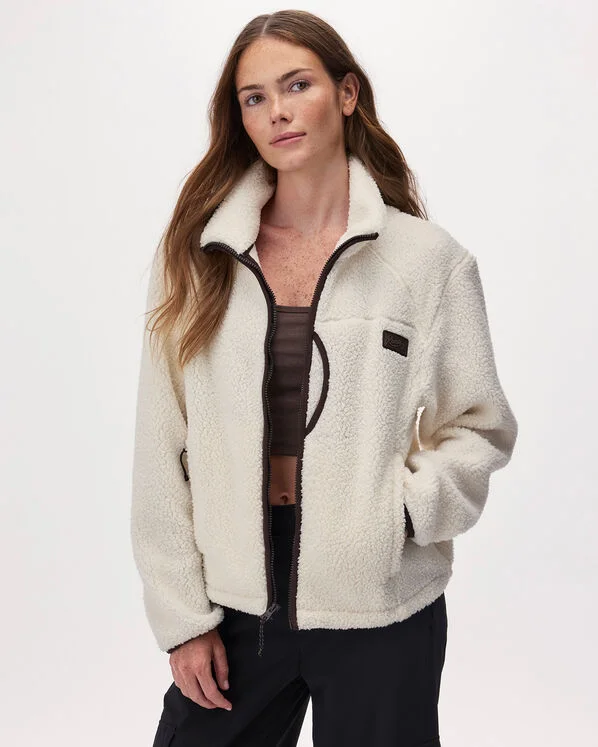 Alta Shearling Fleece Jacket in Egret